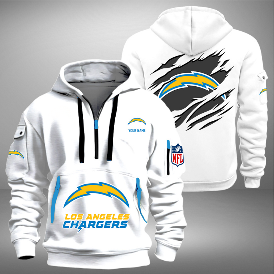 Personalize Chargers Football Team Quarter Zip Hoodie