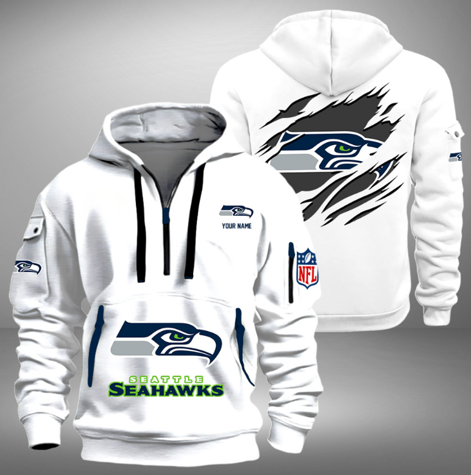 Personalize Seattle Football Team Quarter Zip Hoodie