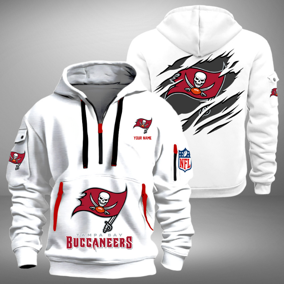 Personalize Tampa Bay Football Team Quarter Zip Hoodie