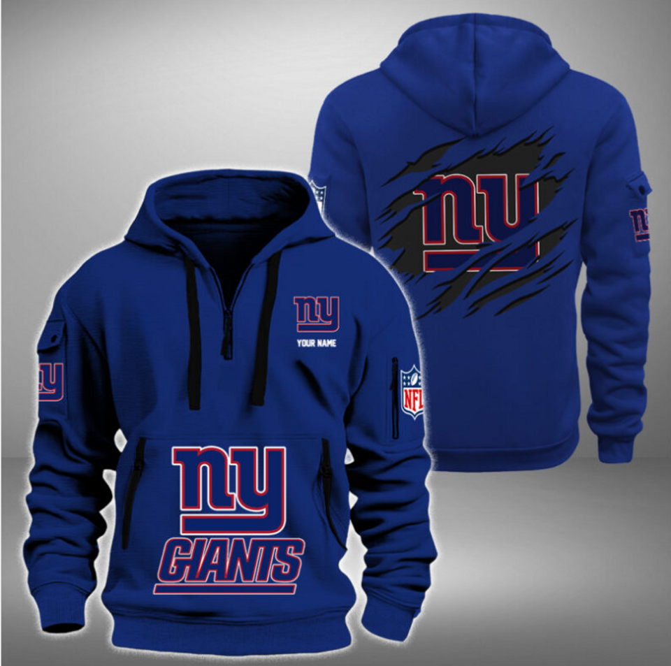 Personalize New York Football Team Quarter Zip Hoodie