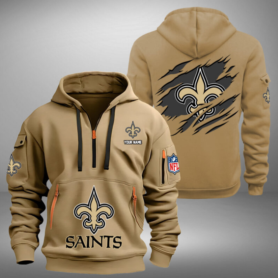 Personalize New Orleans Football Team Quarter Zip Hoodie