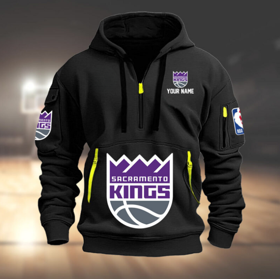 Personalize Sacramento Basketball Team Quarter Zip Hoodie
