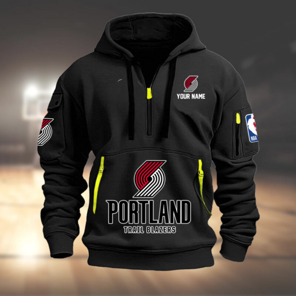 Personalize Portland Basketball Team Quarter Zip Hoodie