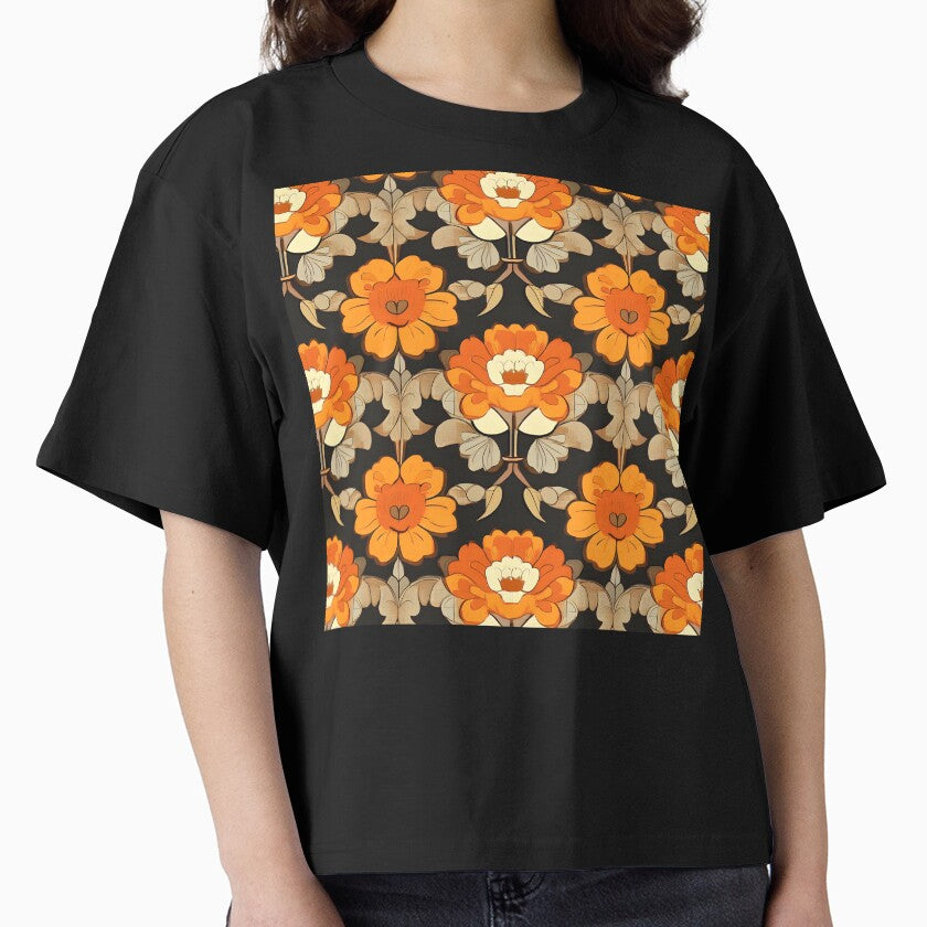 Boho Retro 1960's Hippie Orange Flower Art Designs by DEC02