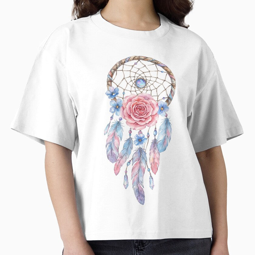 Boho Dreamcatcher Rose – Watercolor Floral Feather Art by Ahmed-G-Designs