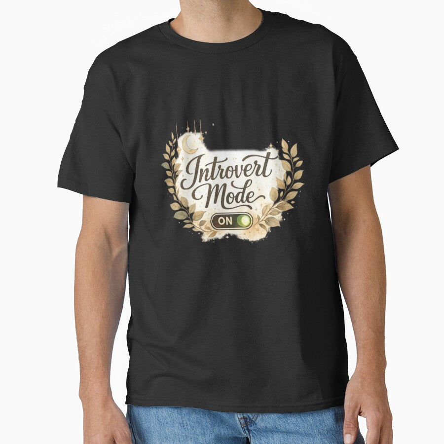 Introvert Mode On Aesthetic Botanical Toggle Quote Design by Sanika arts