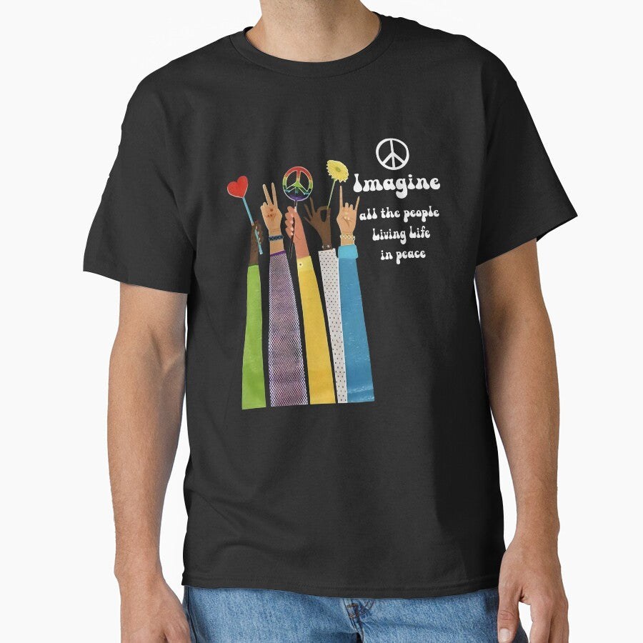 Imagine Peace and Love Retro Hippie Design by margamPagenberg