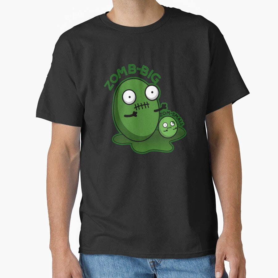Zom-big Zom-small Funny Halloween Zombie Pun (Dark BG) by punnybone