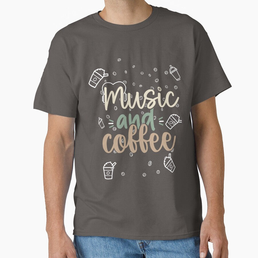 Music and Coffee T-Shirt – Aesthetic Chill Lifestyle Tee by PixelCraftBD