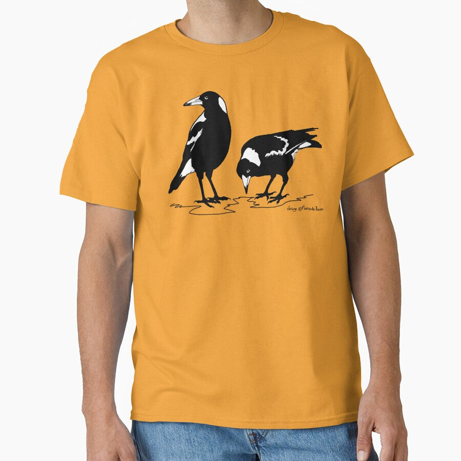 MAGPIES - australian magpie graphic art t-shirt by pavlovais