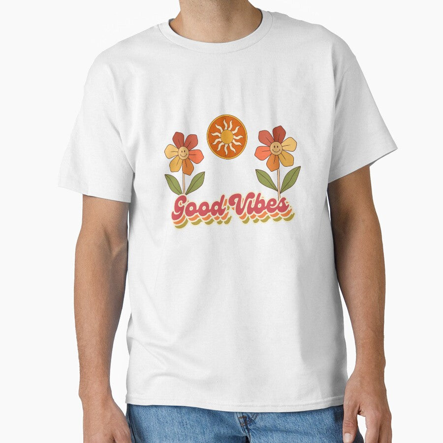 Good Vibes Retro Hippie Flowers by JadedLilacsArt