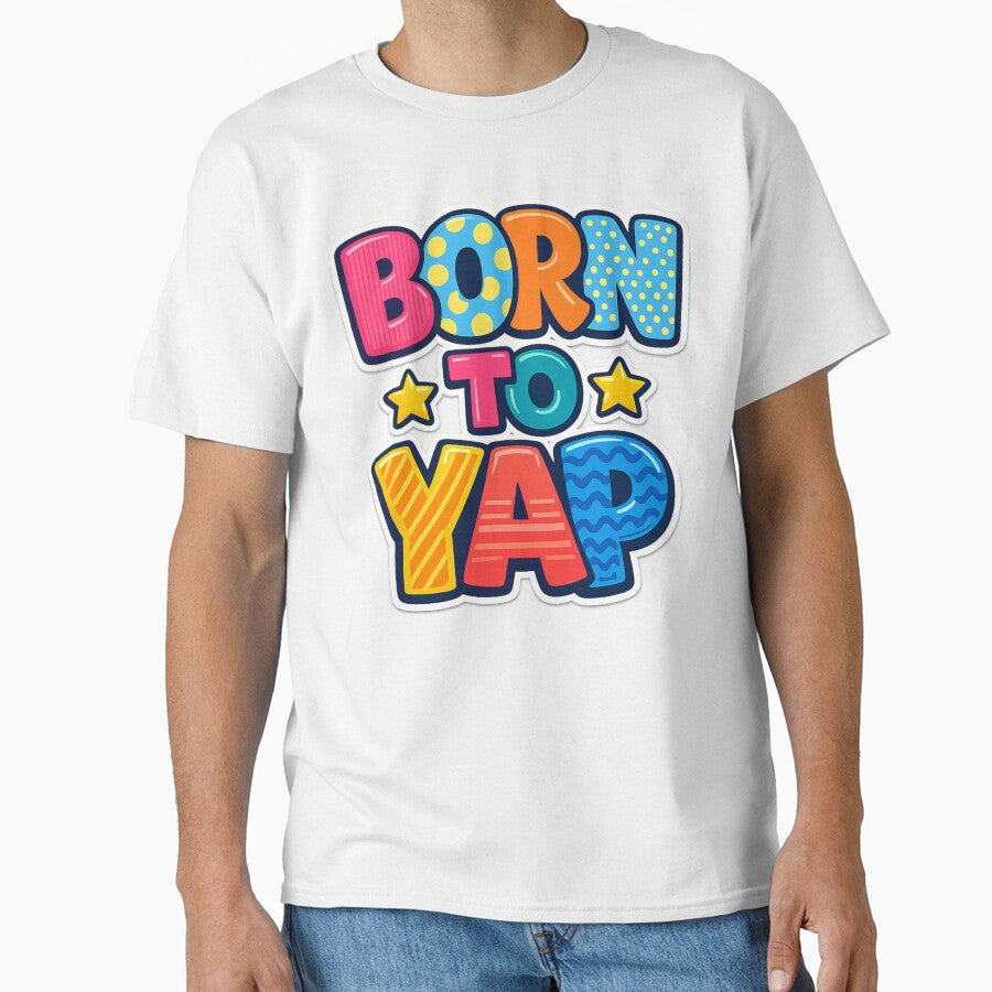 Born To Yap Colorful Retro Bubble Letter Typography by Pawsome Quotes