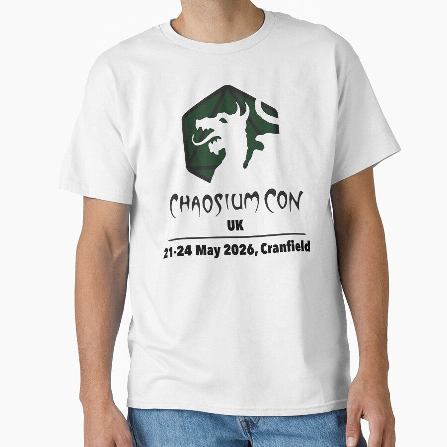 Chaosium Con UK 2026 Official T-Shirt - Green Logo by Chaosium