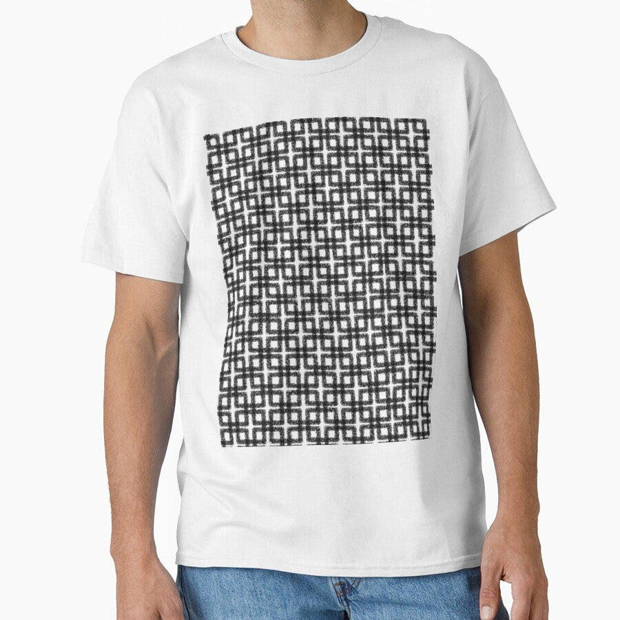 Mid Century Modern Geometric Tile Block Crayon Pattern in Black and Almond Cream by kierkegaard