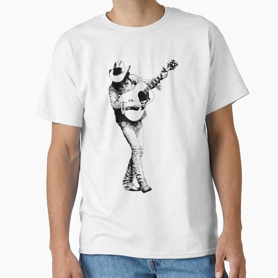 Black art Dwight Yoakam playing guitar T Shirt by BongChung