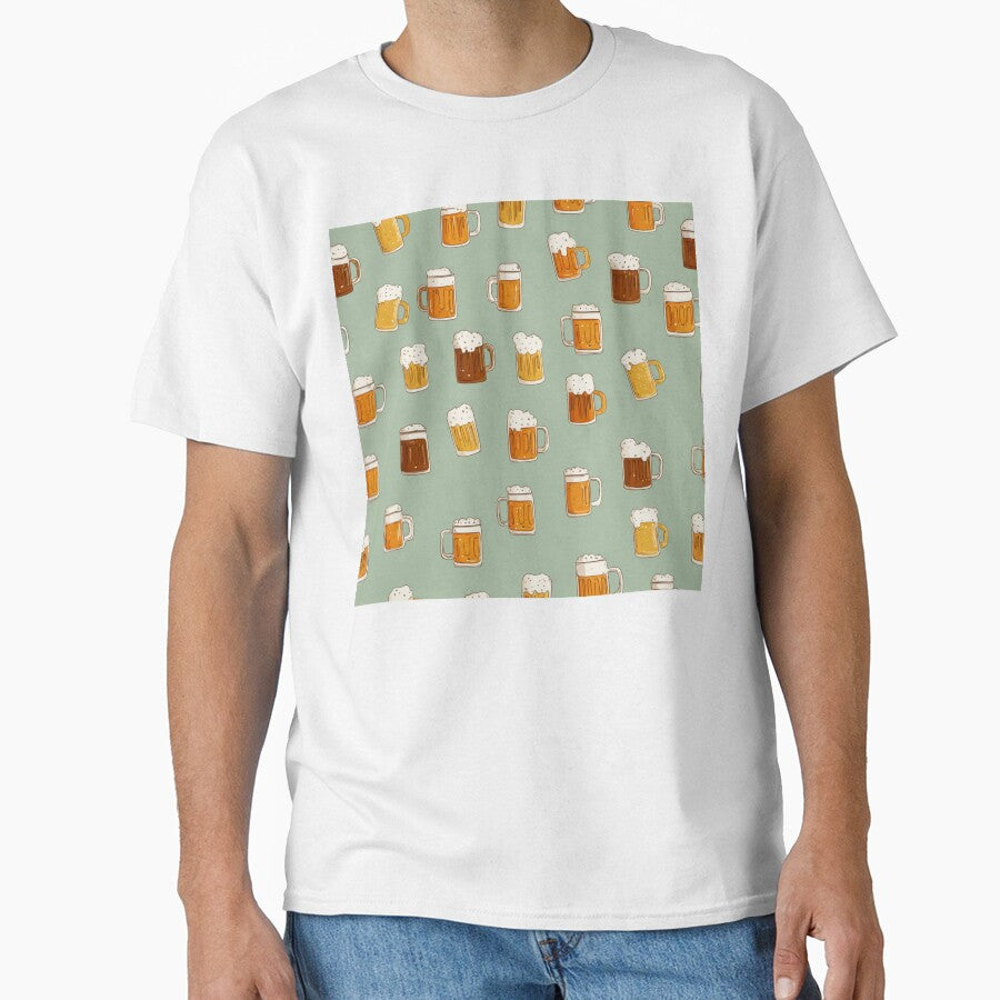 Frothy Beer Mugs Pattern Ale Lager Drinker Design by NicolasGlowArt