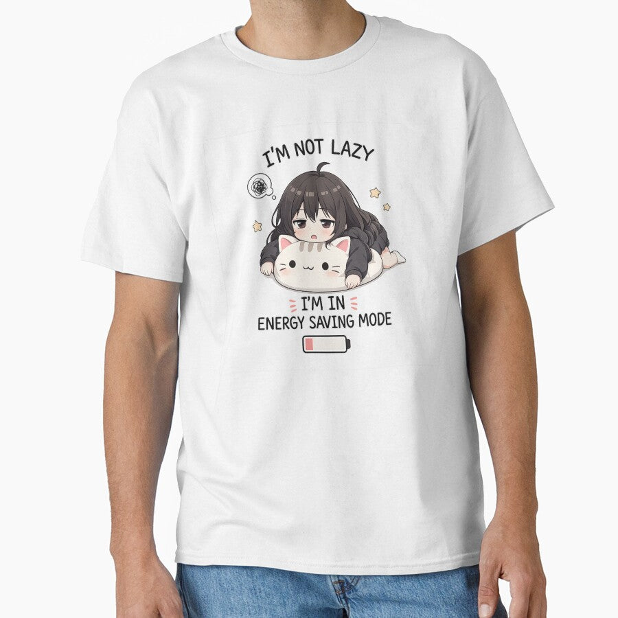 I’m Not Lazy – Energy Saving Mode Cute Anime Cat Girl Design by YamiSociety