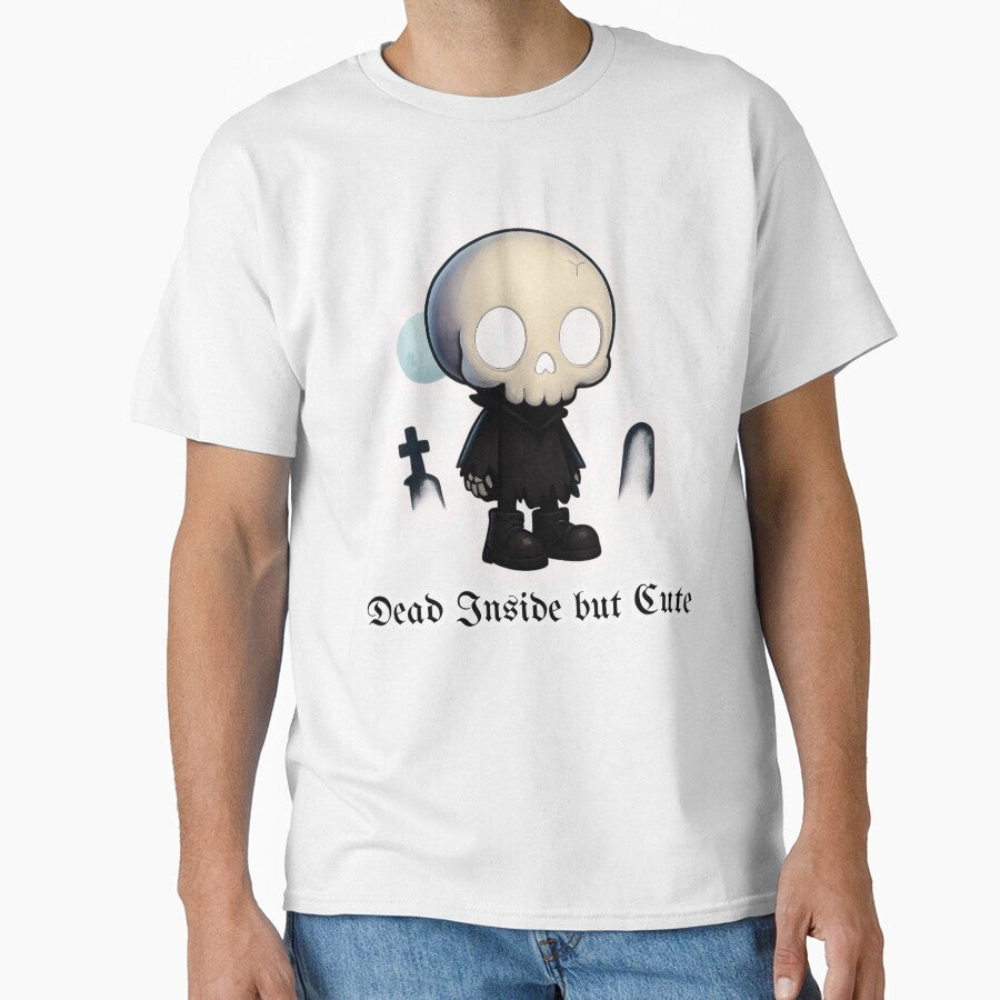 Dead Inside but Cute Kawaii Goth Skull Dark Aesthetic Sticker by LumereAndCoeur