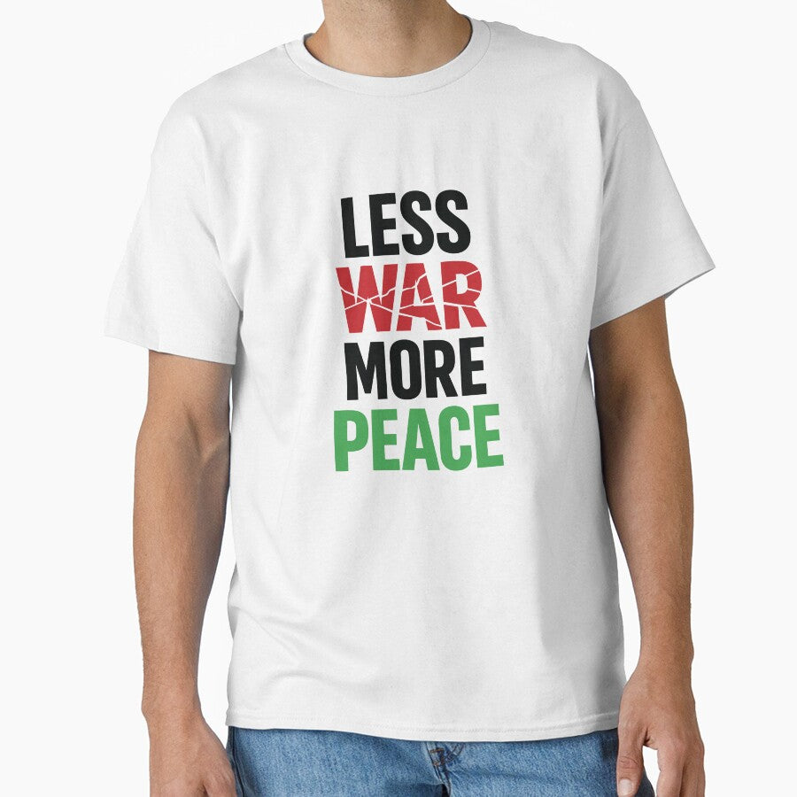 Less War More Peace Shirt – Minimal Peace Typography Graphic Tee by quietvisualsco