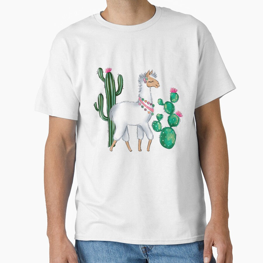 Lama and succulents cute illustration by Lalanacliparts