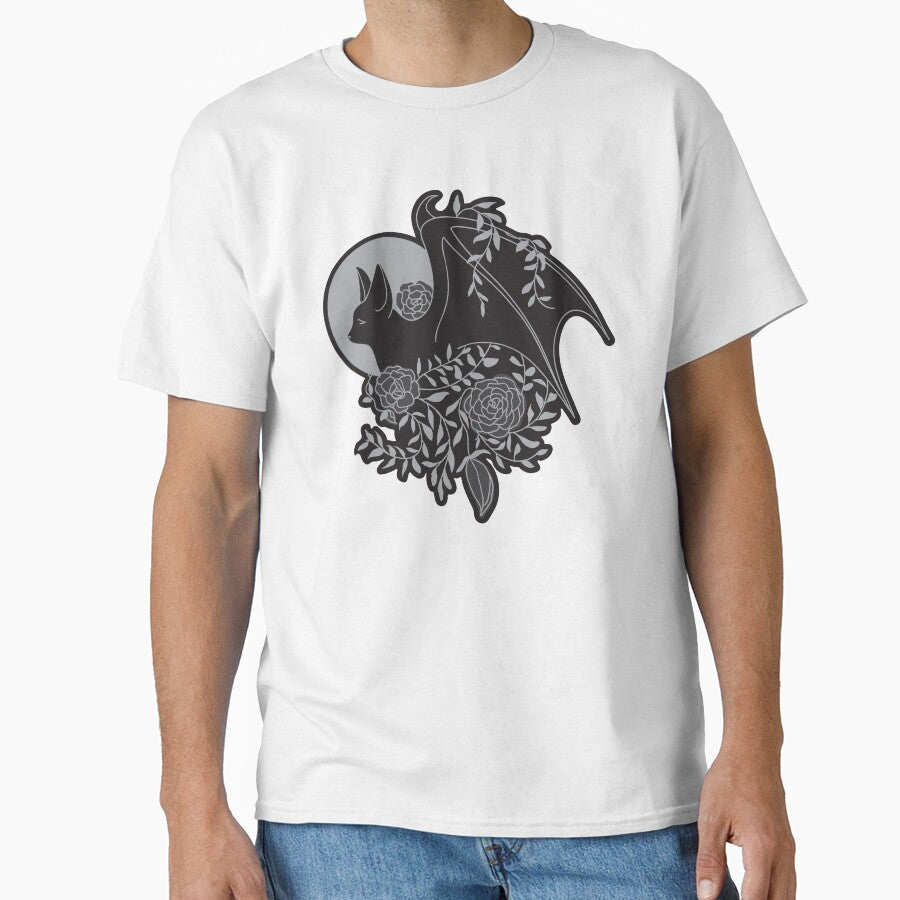 Bat & Flowers (White/Black) by ninebats