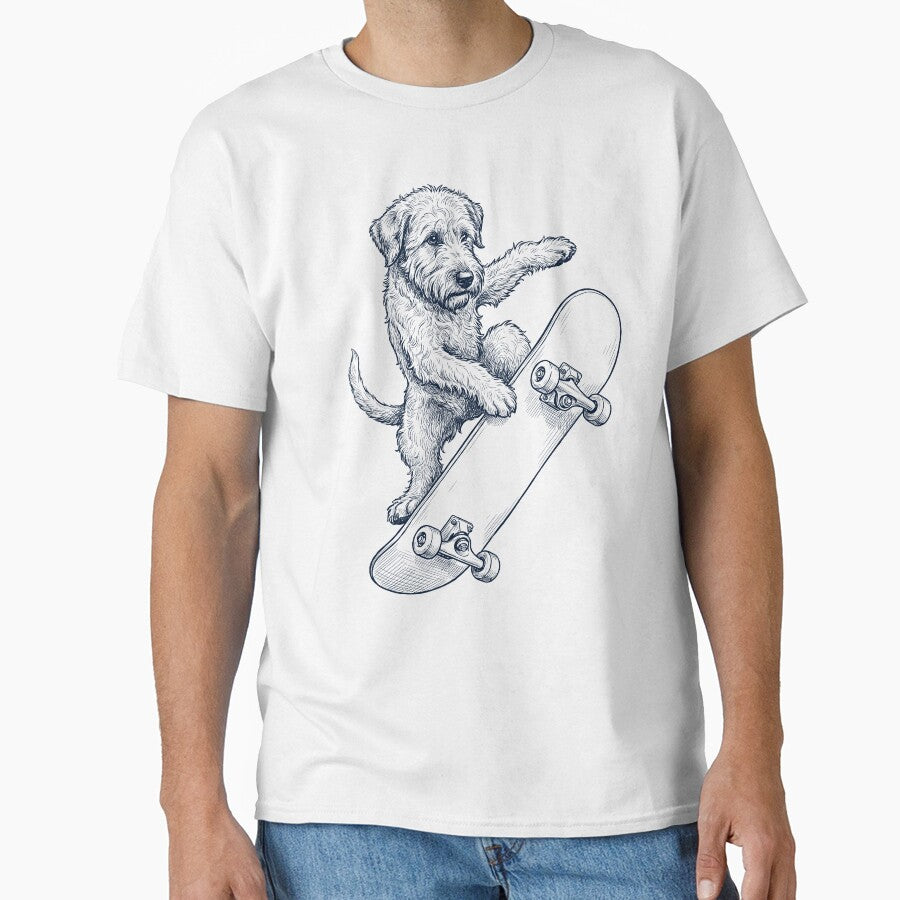 Vintage Soft Coated Wheaten Terrier Skateboarding Skate Dog Dad Lover by DoodleTortle