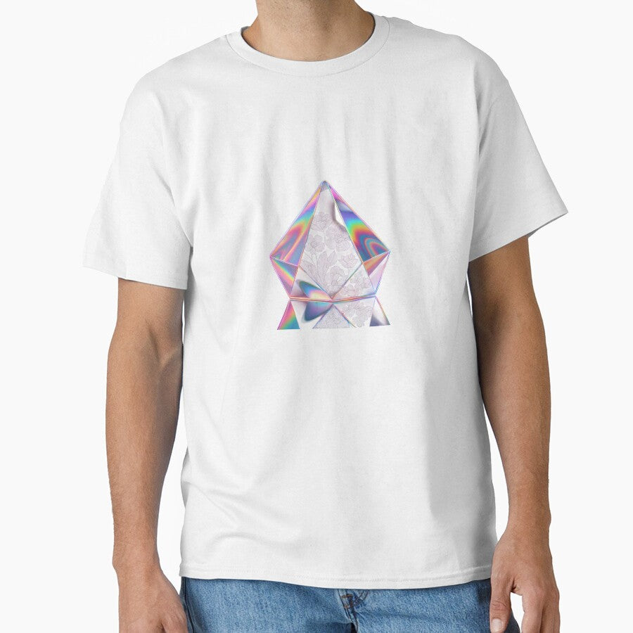 Holographic crystal with floral design reflecting rainbow colors by Creative88Art