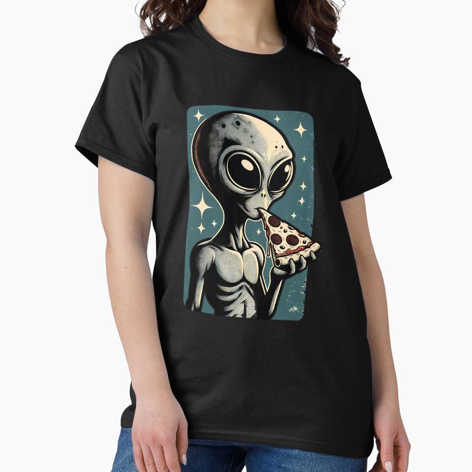 Funny Alien Pizza Lover, Retro Style by Logiamerch