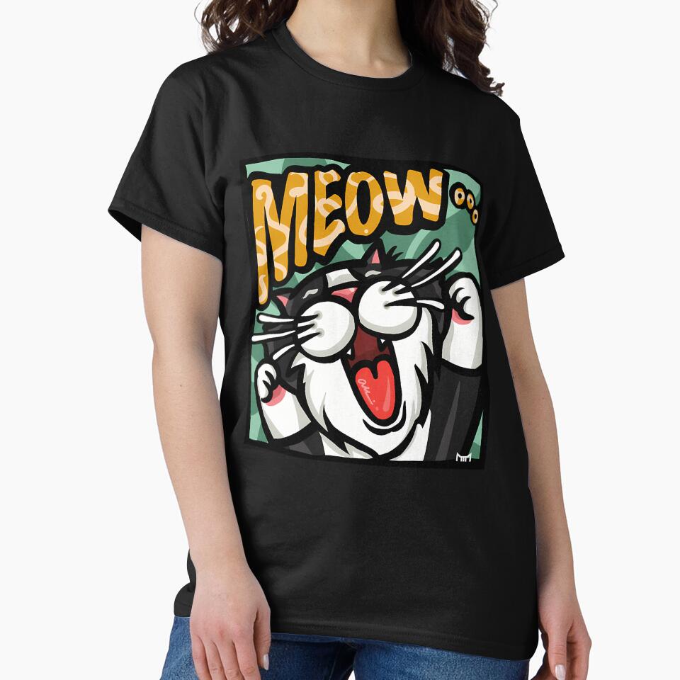Energetic Meow Tuxedo Cat Comic Pop Art by Paidobento