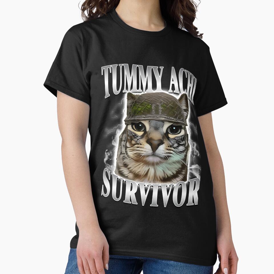 Tummy Ache Survivor Funny Cat Meme by grumpzara