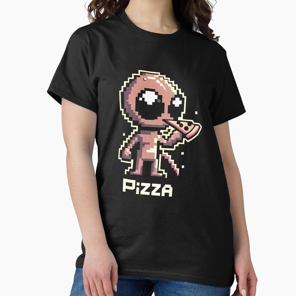 Cute Pixel Funny Alien Pizza Lover by Logiamerch