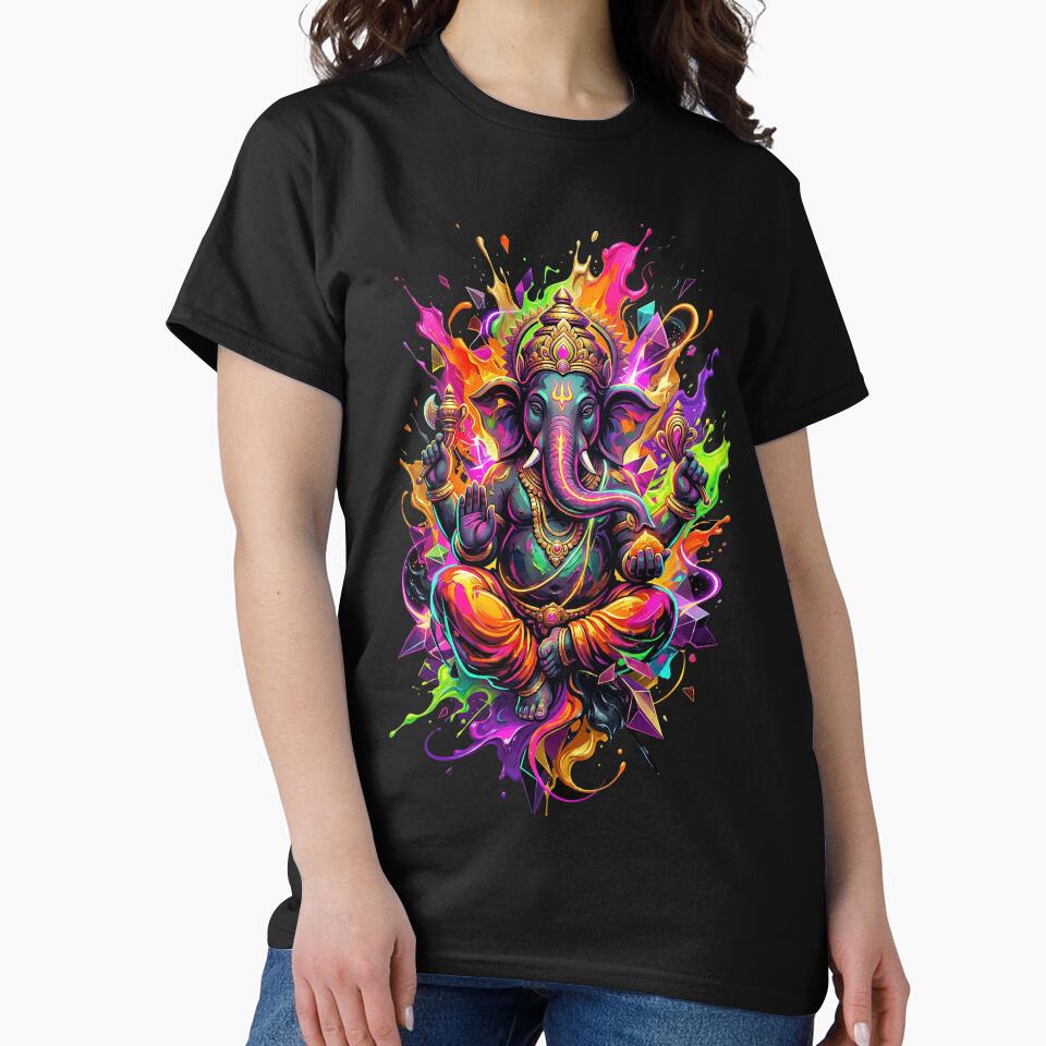 Neon Lord Ganesha Elephant God Hindu Spiritual Art Decor by Bite Size Hindu