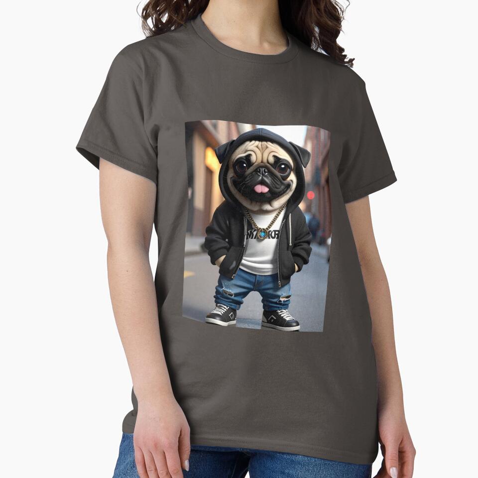 Street Pug Boss – Dark Urban Dog Aesthetic by vinothmech53