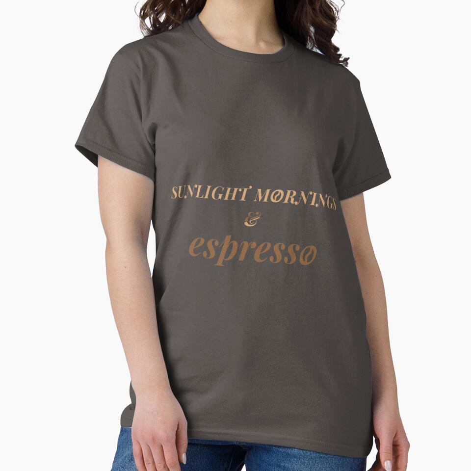 Sunlight Mornings & Espresso T-Shirt – Soft Aesthetic Coffee Lifestyle Tee by PixelCraftBD
