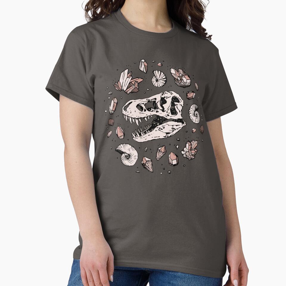 Geo-rex Vortex | Rose Quartz | Dinosaur Skull Fossil Art by OMEGAFAUNA
