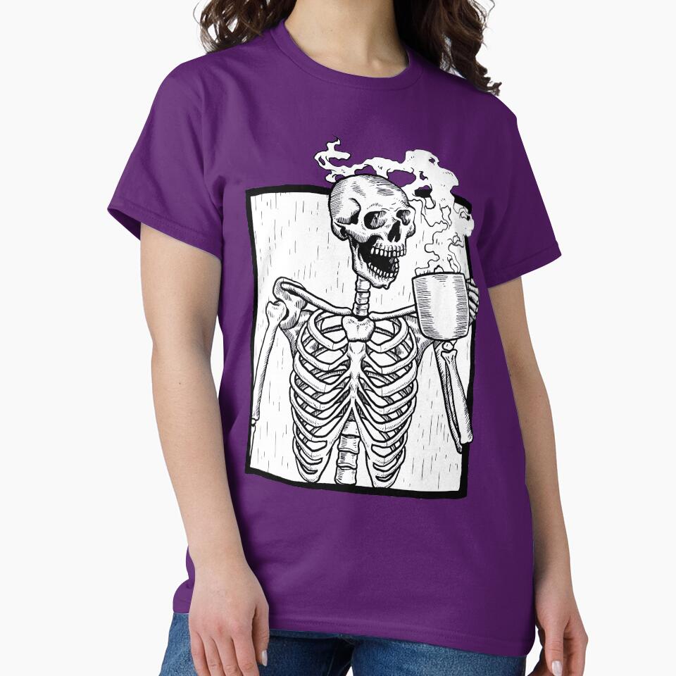 halloween coffee drinking skeleton by Gossip Rag