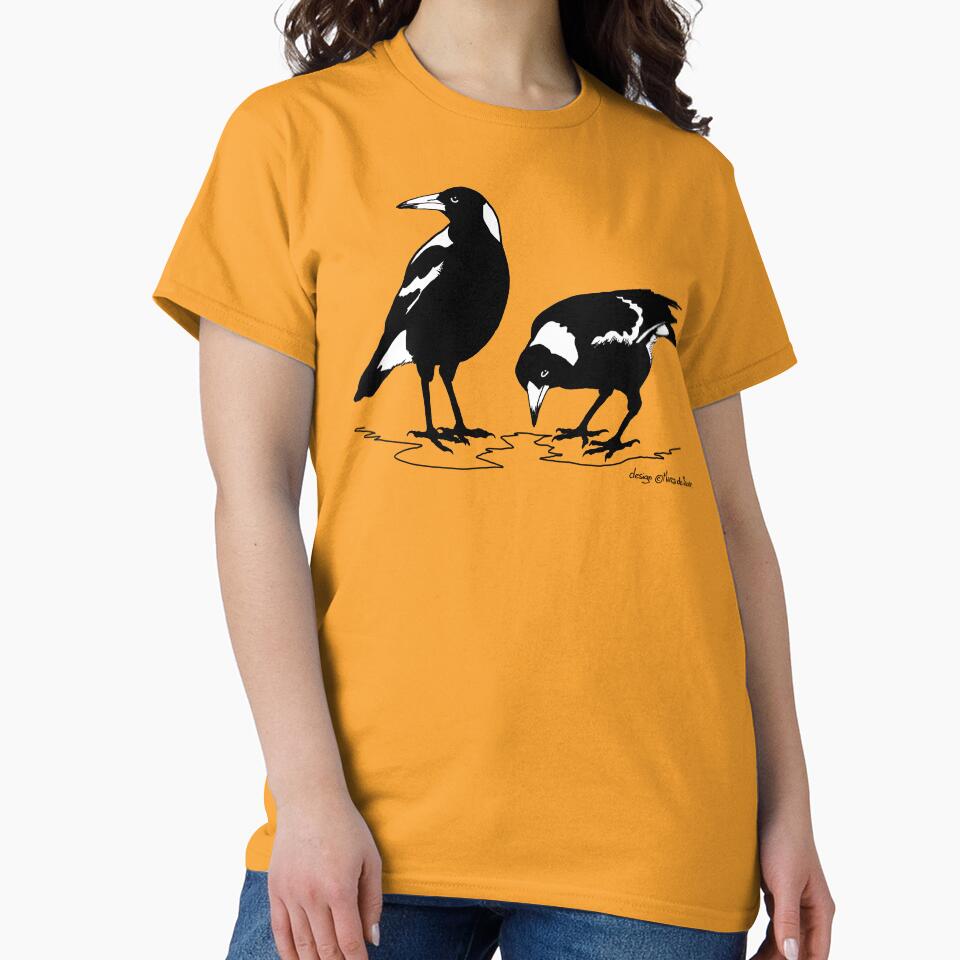MAGPIES - australian magpie graphic art t-shirt by pavlovais
