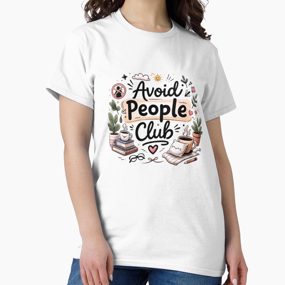 Avoid People Club Cute Introvert Aesthetic Design by Sanika arts