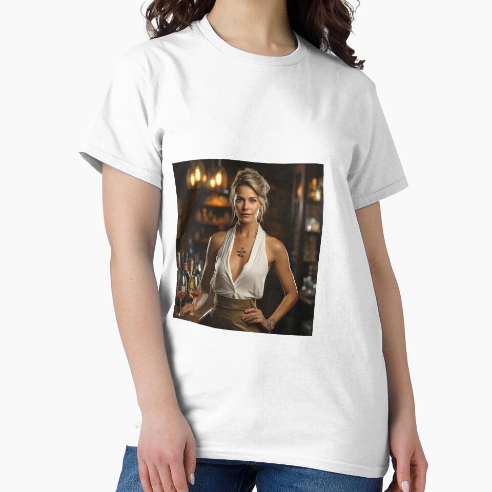 Lady Sommelier Pairing Wine for Upscale Restaurant by TheBrainArt