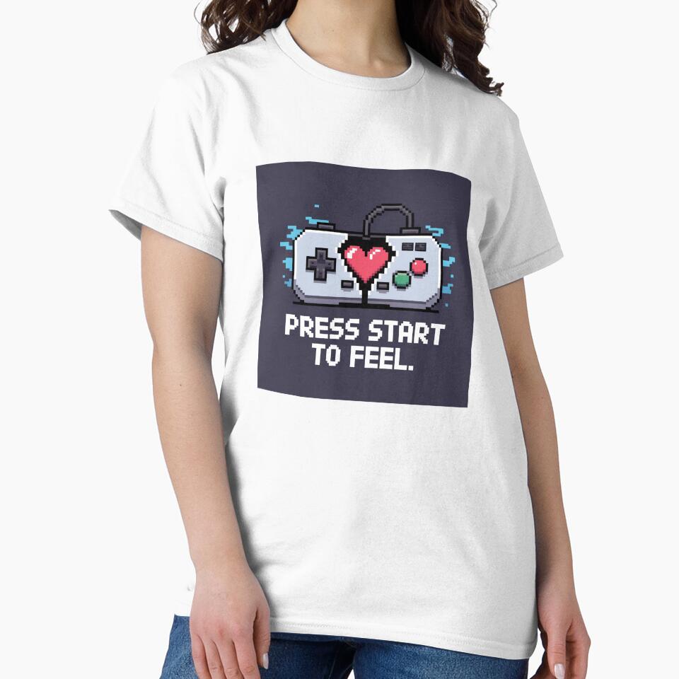 Press Start to Feel – Pixel Art Retro Gamer Heart by Prithbyshop