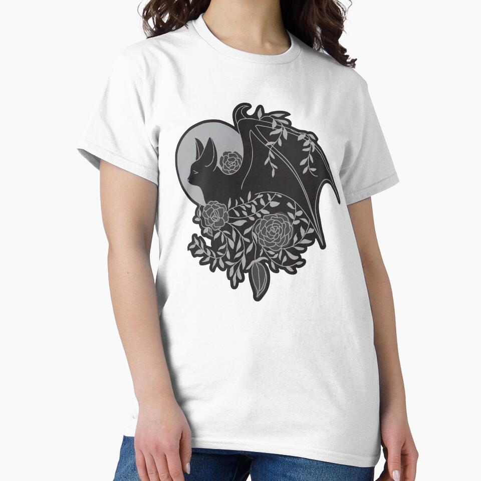 Bat & Flowers (White/Black) by ninebats