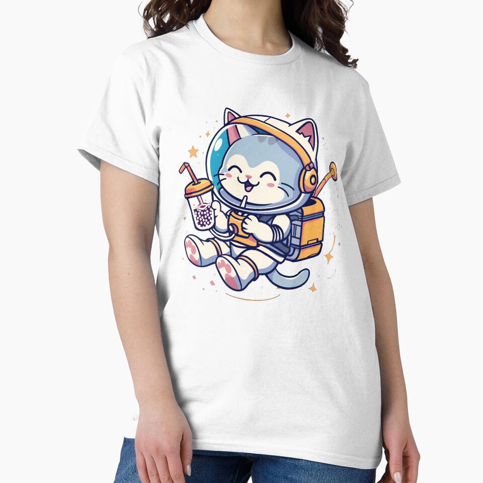 Space Boba Cat- white by Nufauna