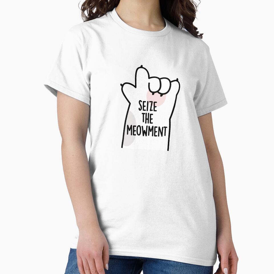 Seize The Meowment Positive Cat Pun by punnybone