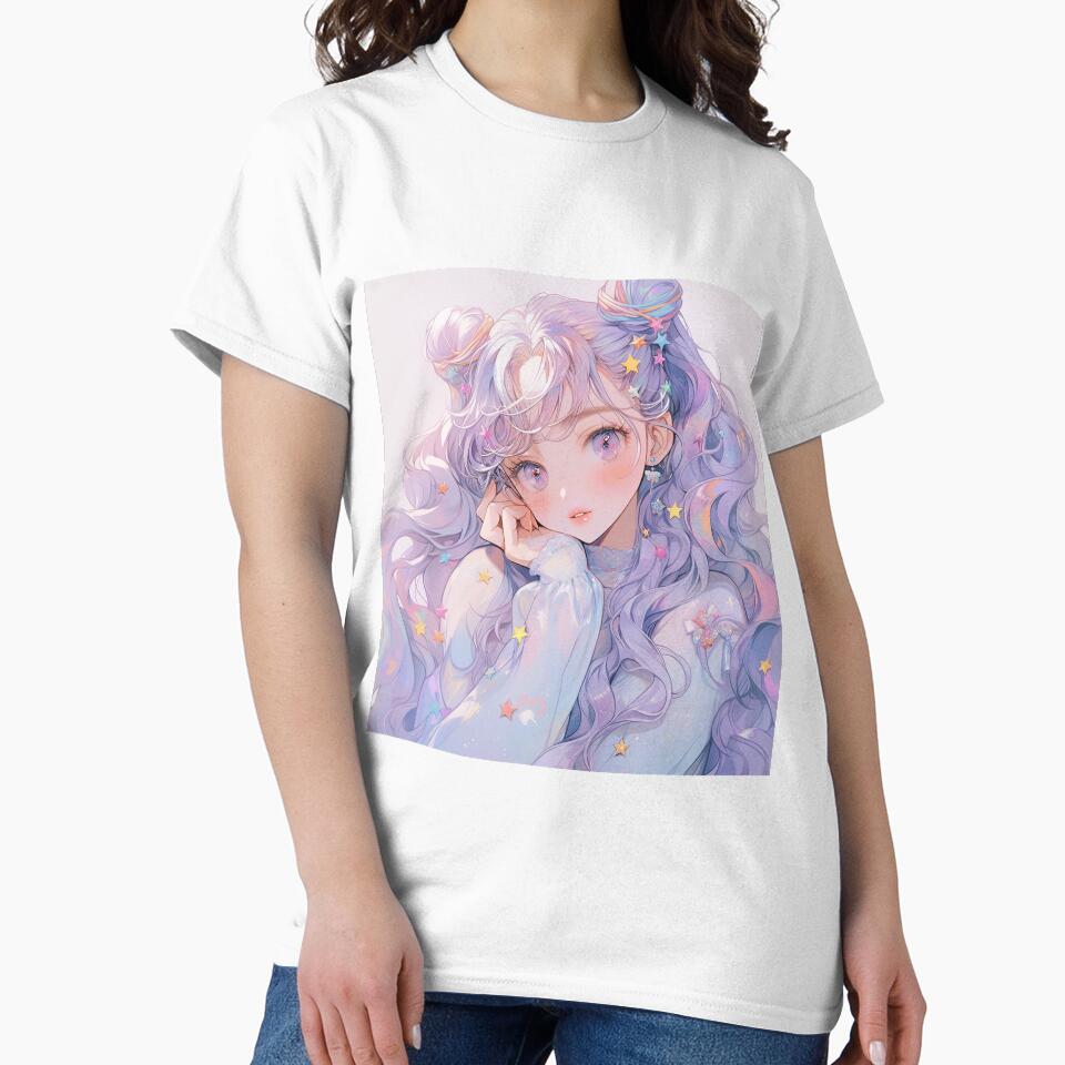 Ethereal Pastel Starry Eye Anime Girl by bubblegoth