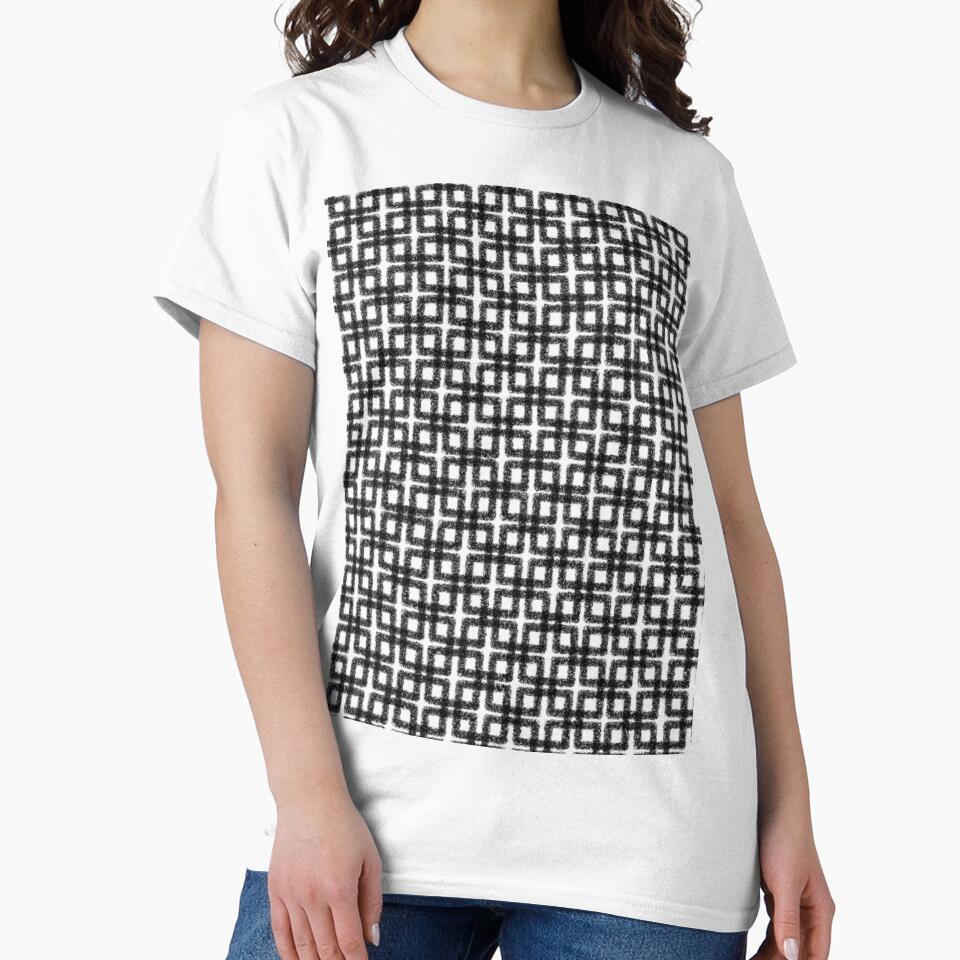 Mid Century Modern Geometric Tile Block Crayon Pattern in Black and Almond Cream by kierkegaard