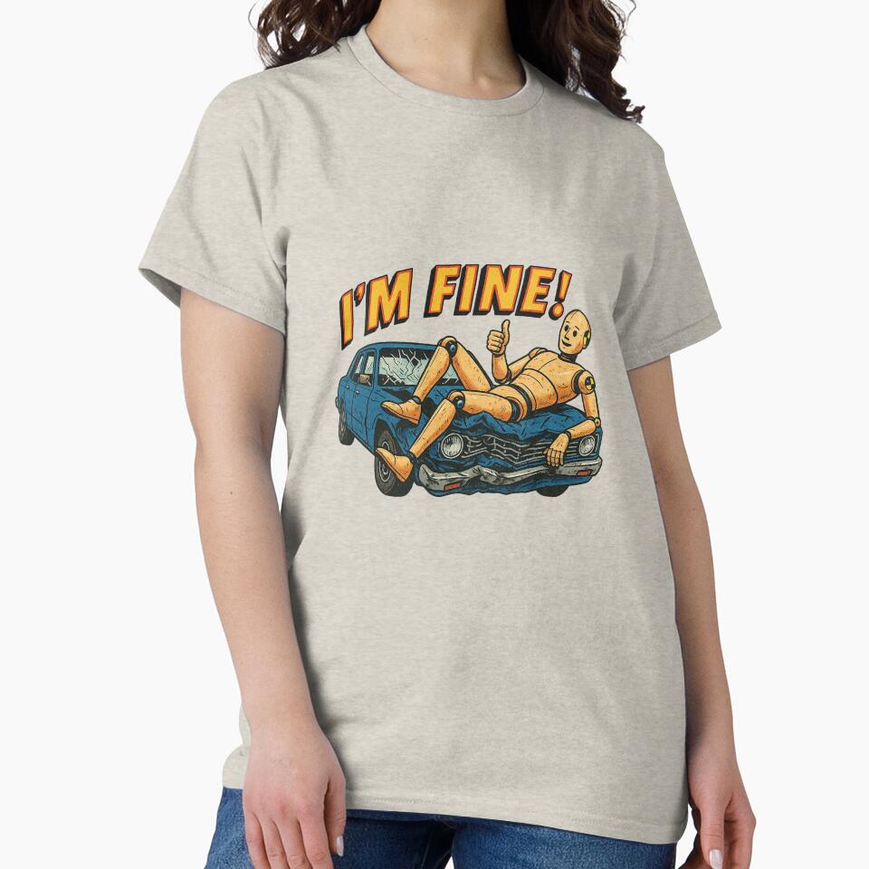 I’m Fine – Crash Test Dummy on Crashed Blue Car by The Devil's Bargain