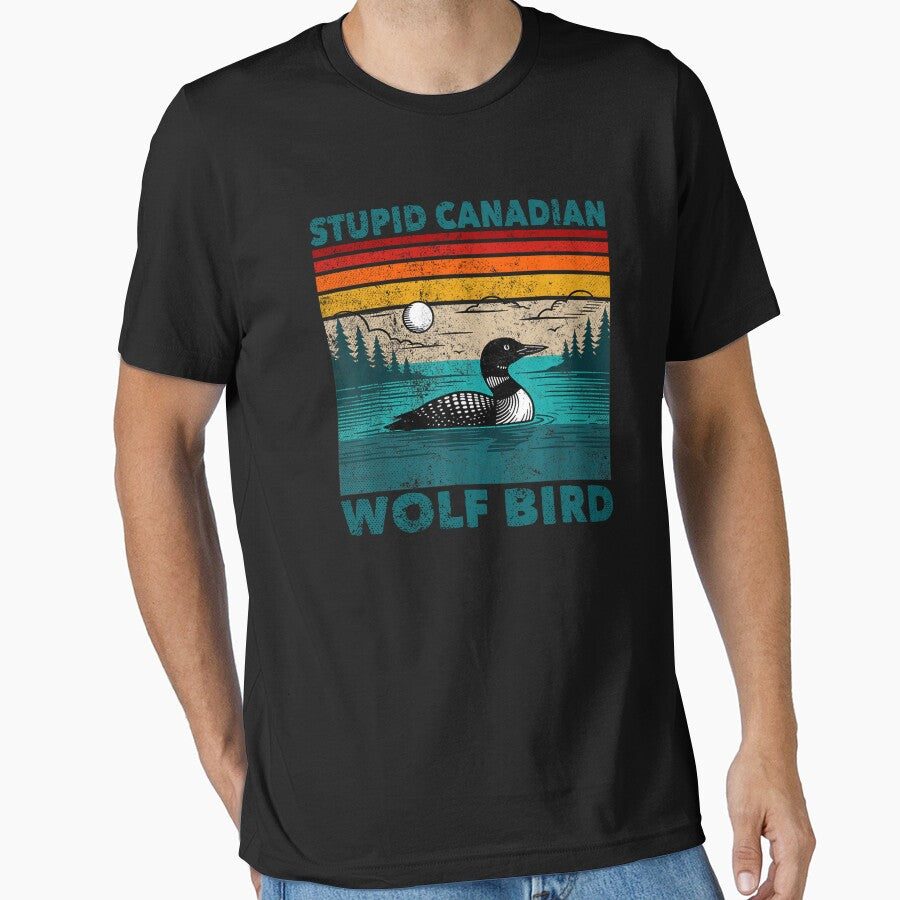 Funny Stupid Canadian Wolf Bird Loon Hockey Wildlife Design by srowdy