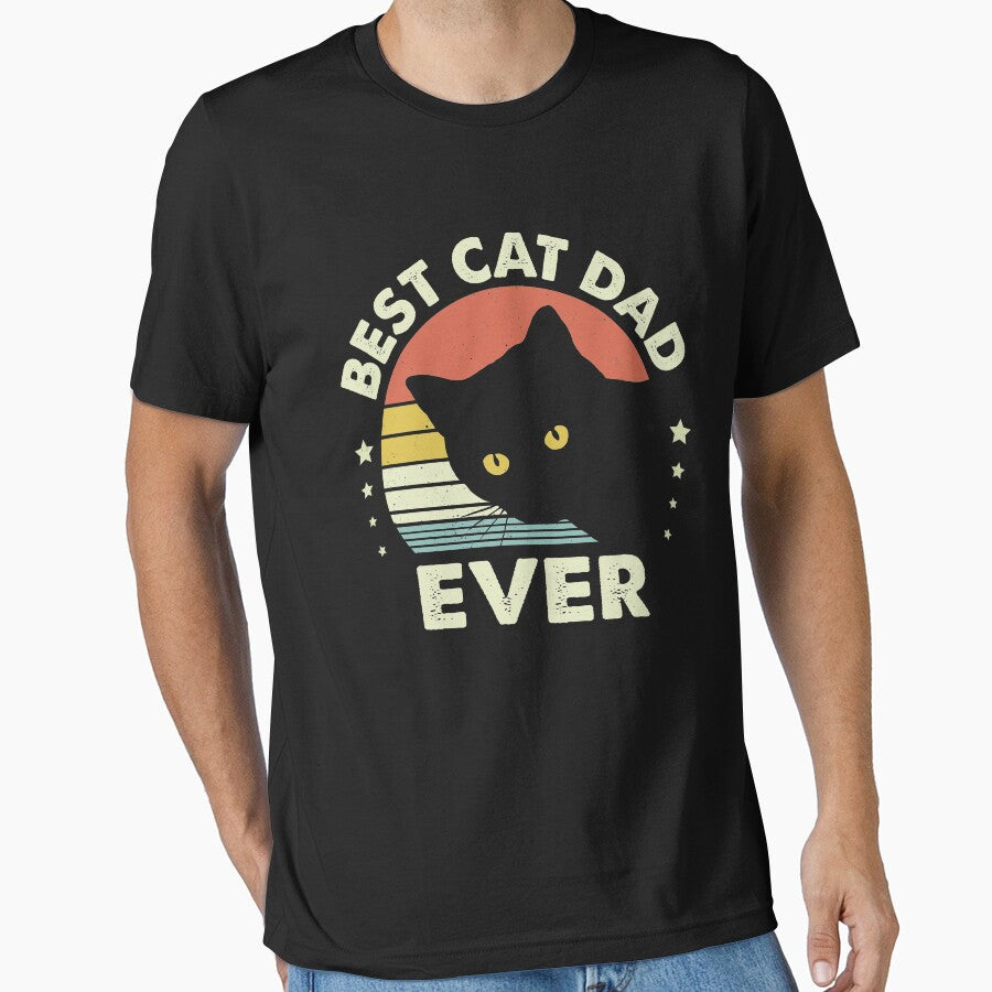 Vintage Best Black Cat Dad Ever by VernonCruz