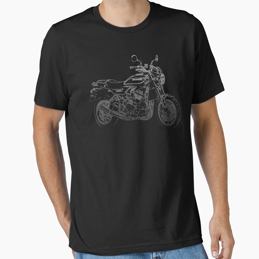 Kawasaki Z900RS pencil silhouette motorcycle naked bike retro by logotechdesign