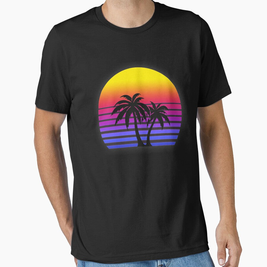 Synthwave Sun Palm Trees by christopper